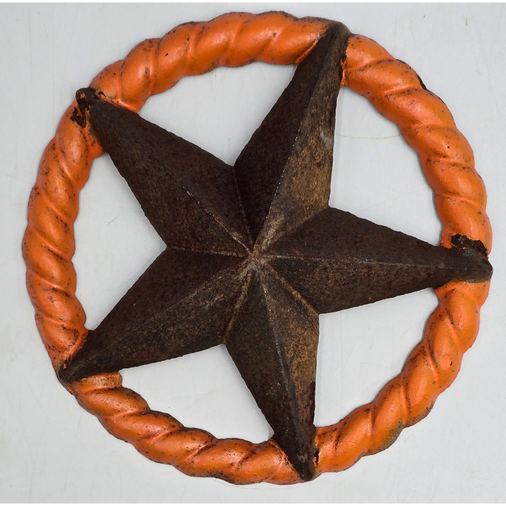 Unbranded Texas Star Wall Decor Unisex 7.in Orange Good Cast Iron Rustic Rope